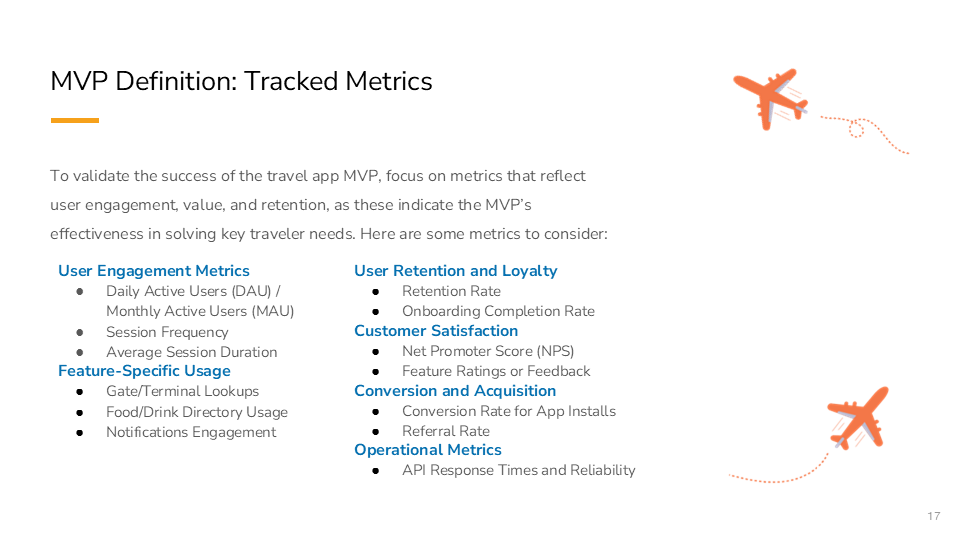 MVP Definition: Tracked Metrics